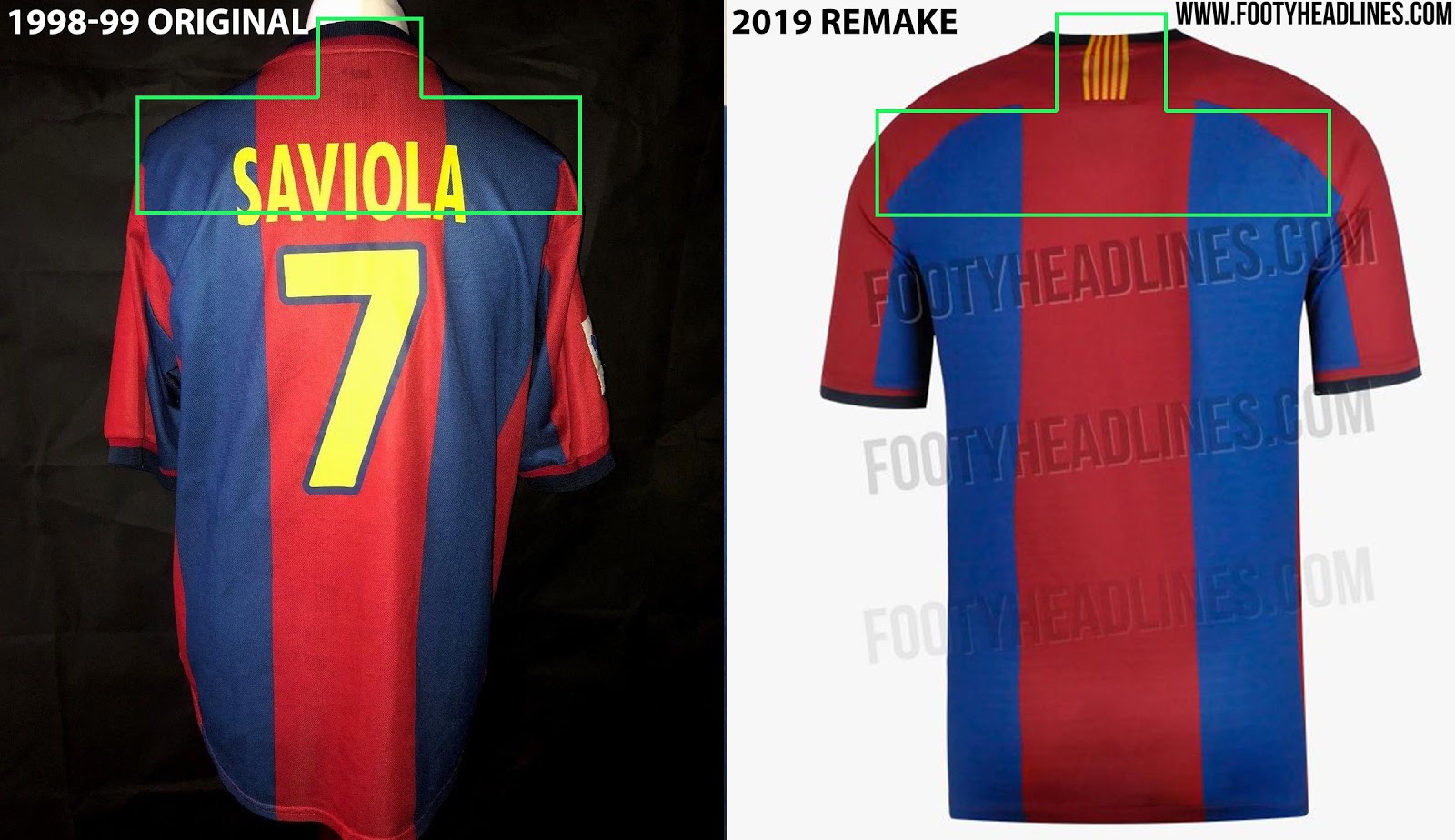 Every Detail Compared Nike FC Barcelona 1998 99 vs 2019 Remake